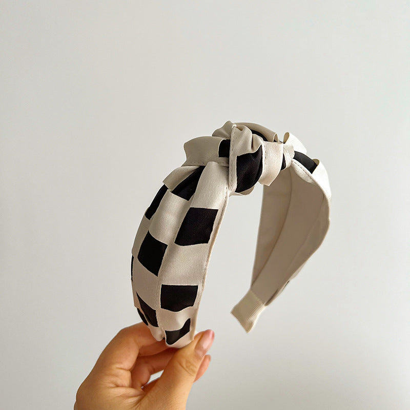 F6453 Elegant Checkerboard Top Knot Headband