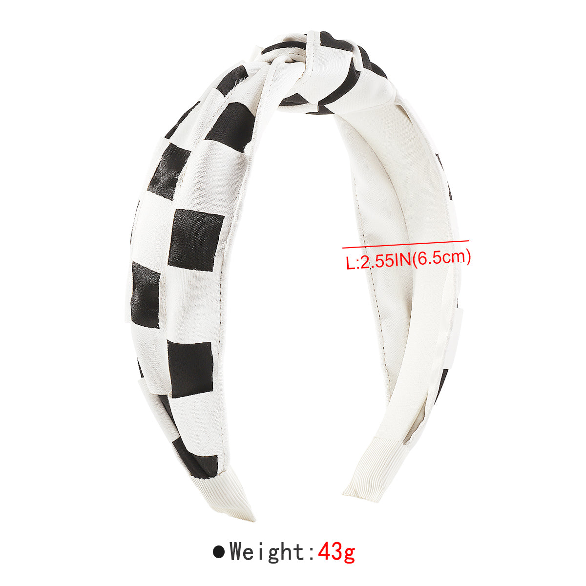 F6453 Elegant Checkerboard Top Knot Headband