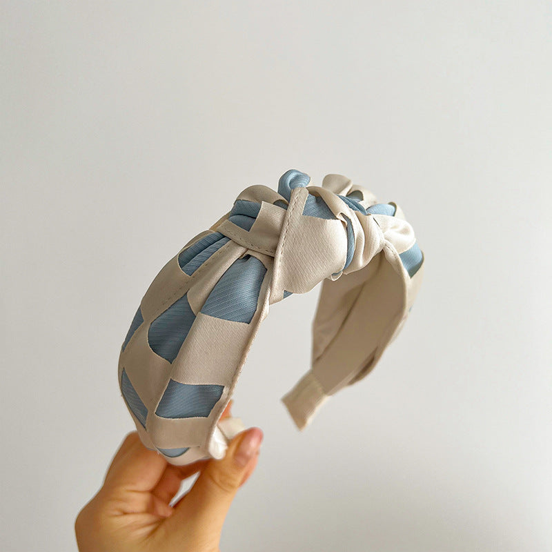 F6453 Elegant Checkerboard Top Knot Headband