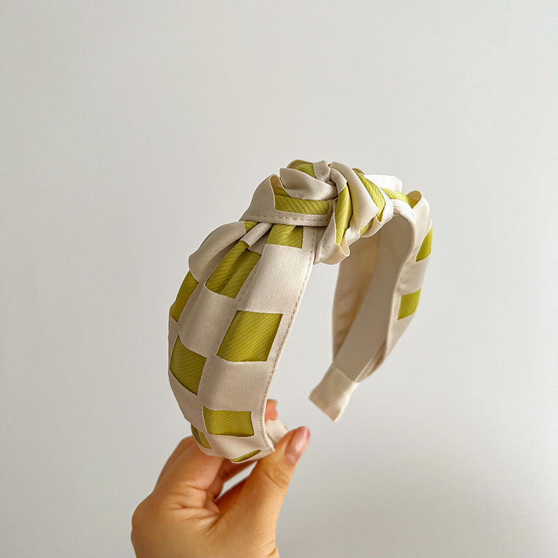 F6453 Elegant Checkerboard Top Knot Headband