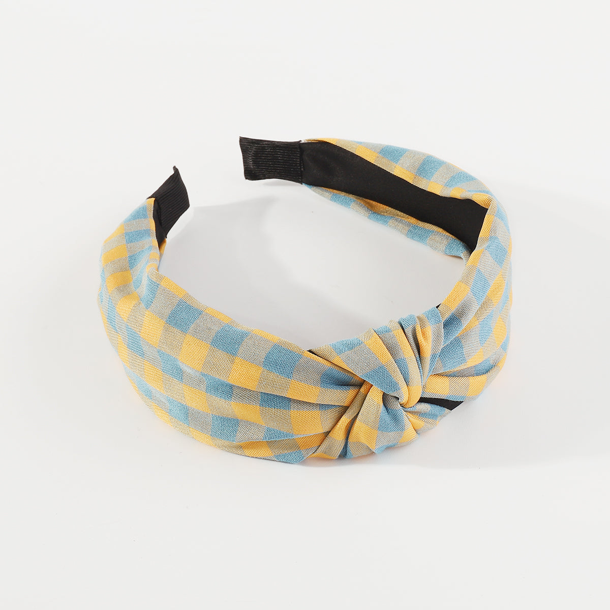 F6470 Vintage Wide Side Plaid Top Knot Headbands