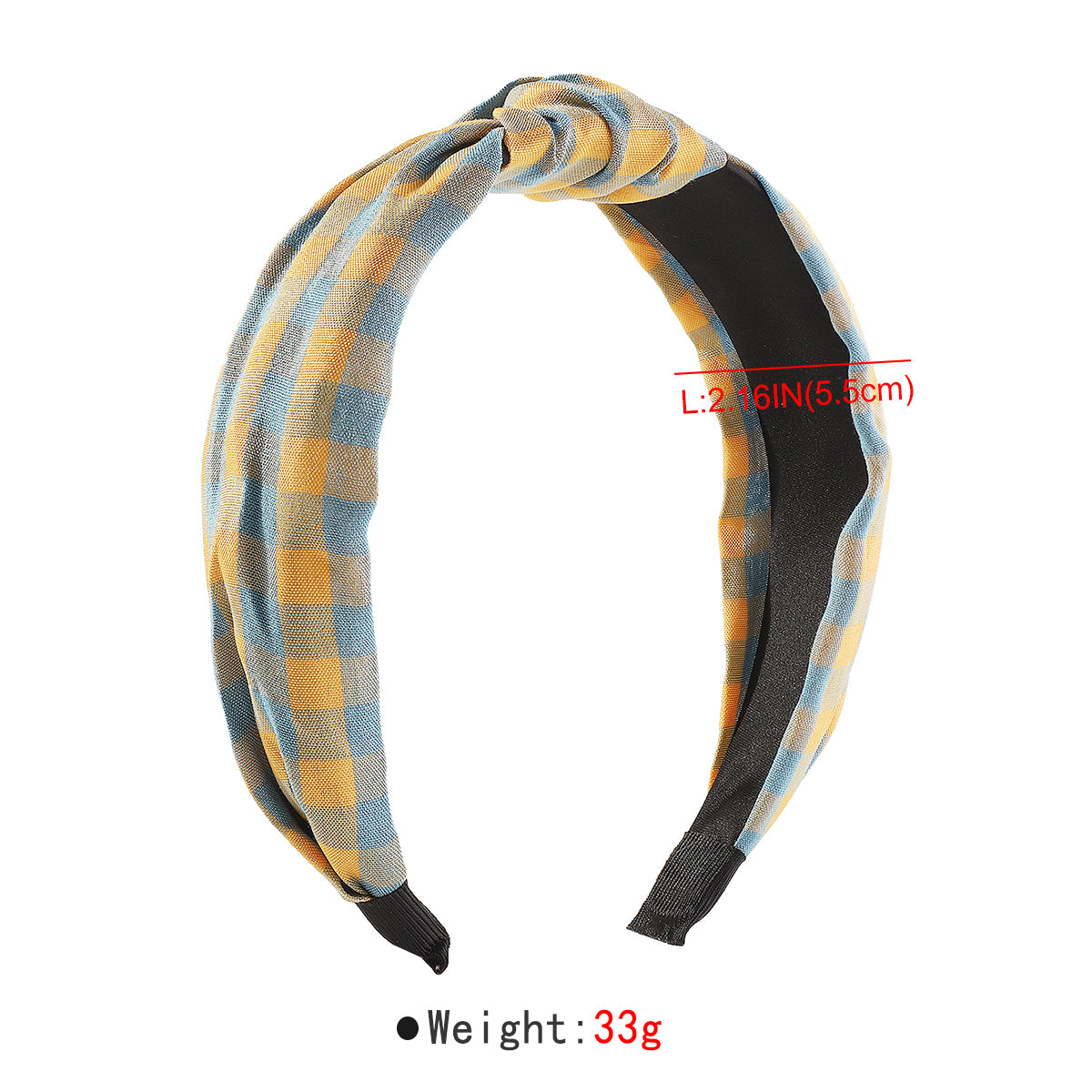 F6470 Vintage Wide Side Plaid Top Knot Headbands