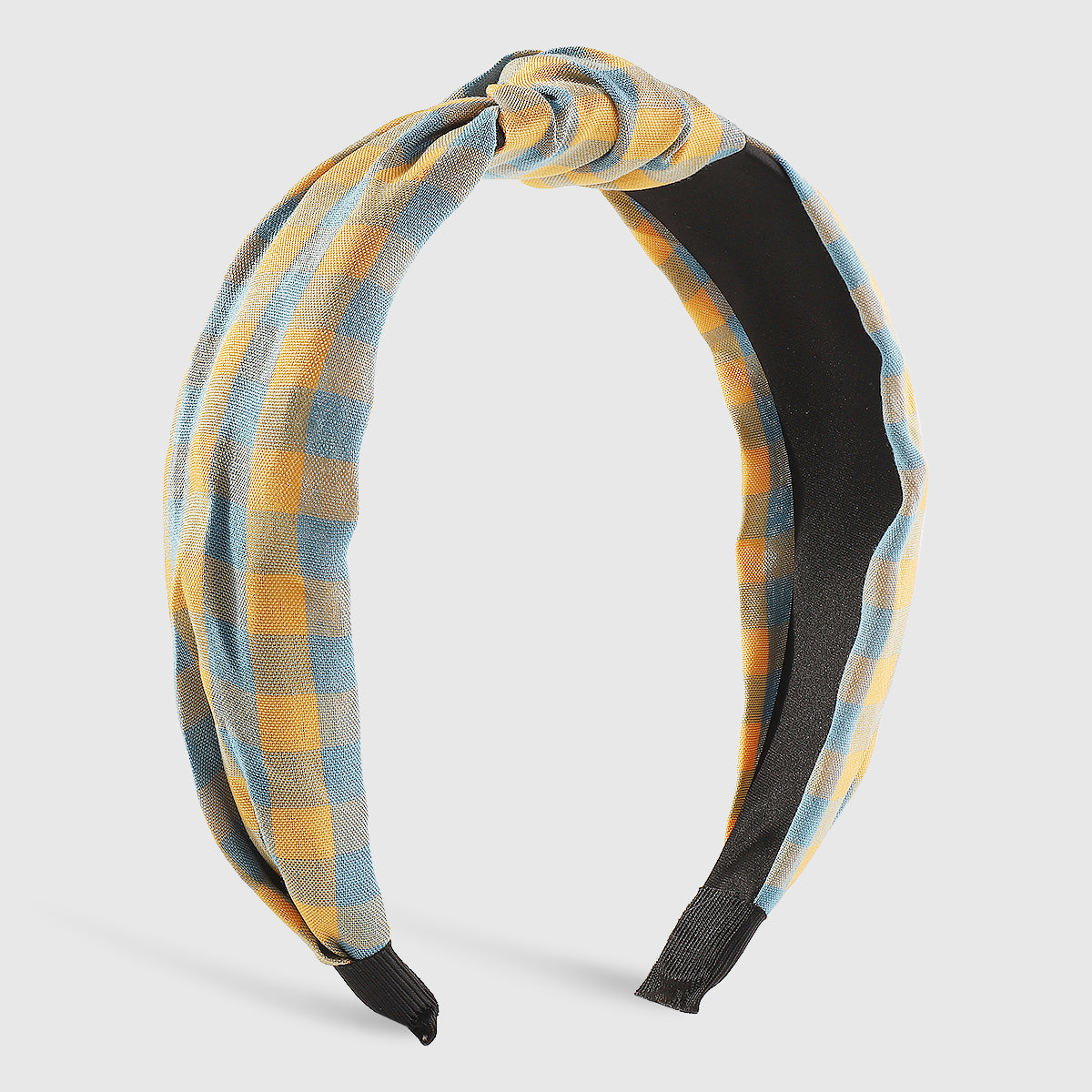 F6470 Vintage Wide Side Plaid Top Knot Headbands