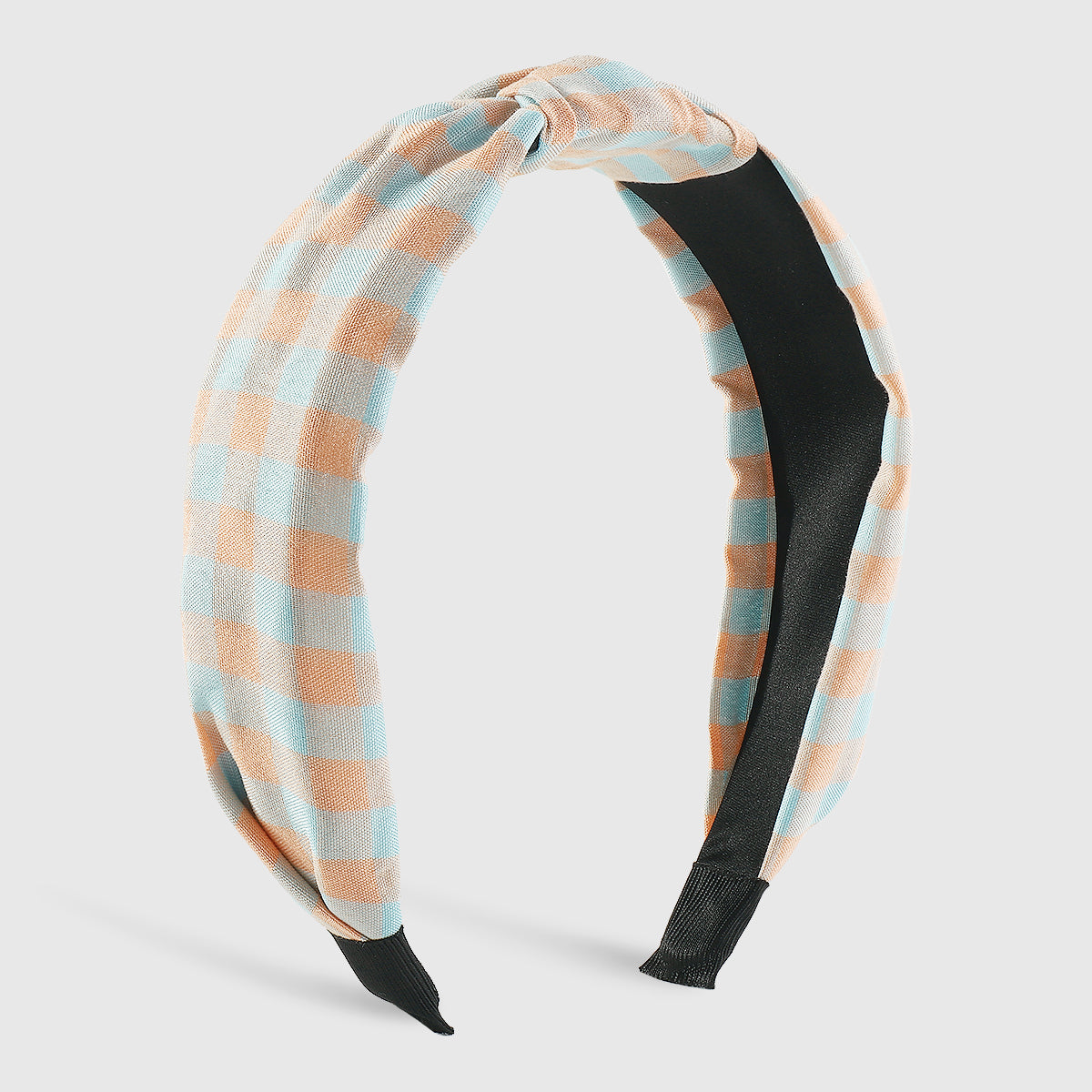 F6470 Vintage Wide Side Plaid Top Knot Headbands