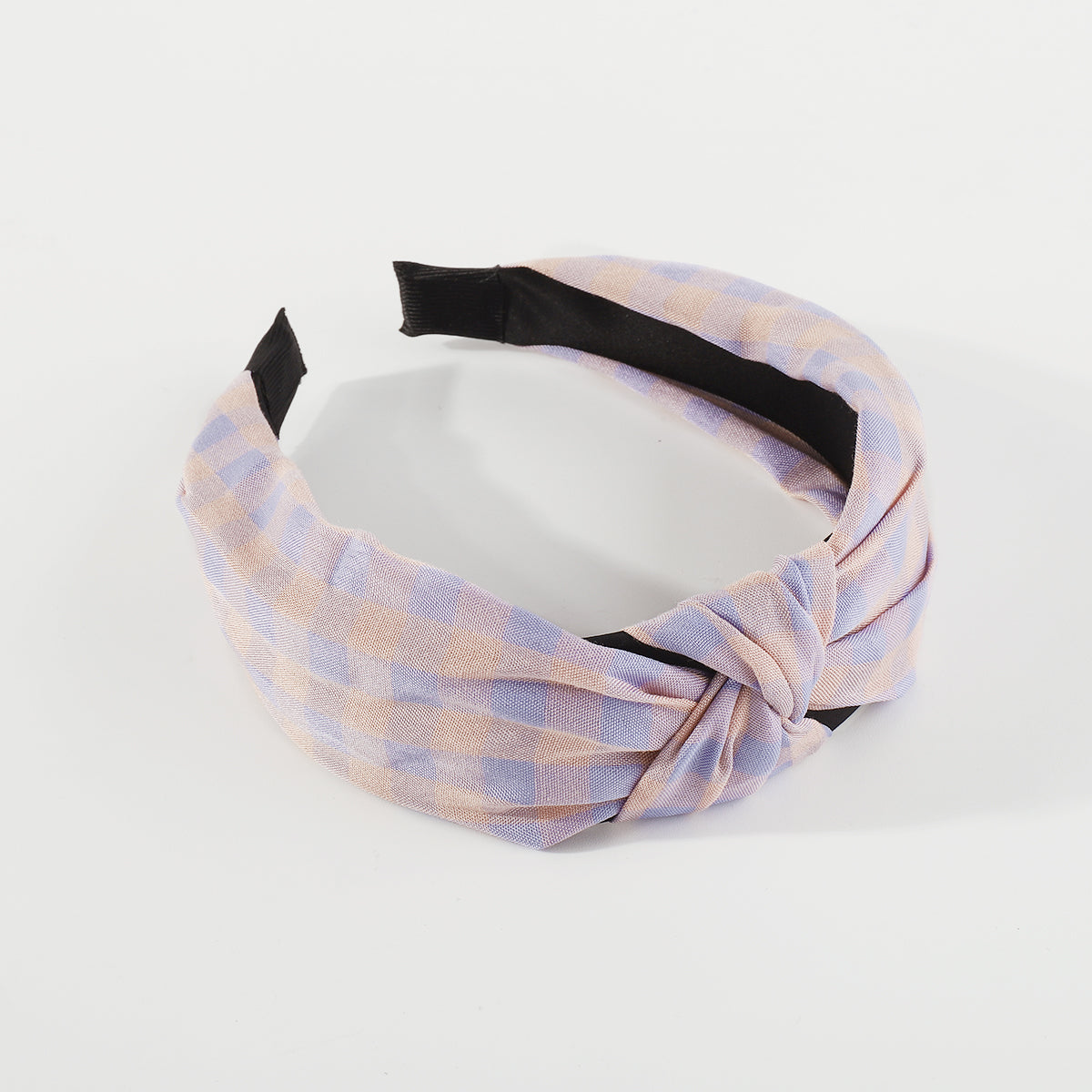 F6470 Vintage Wide Side Plaid Top Knot Headbands