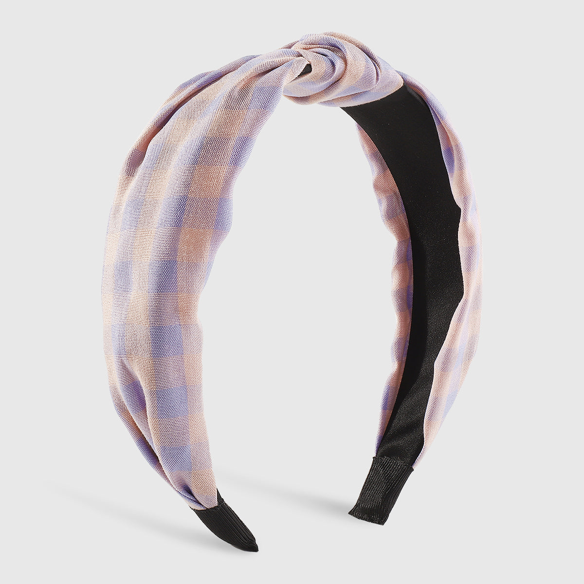 F6470 Vintage Wide Side Plaid Top Knot Headbands
