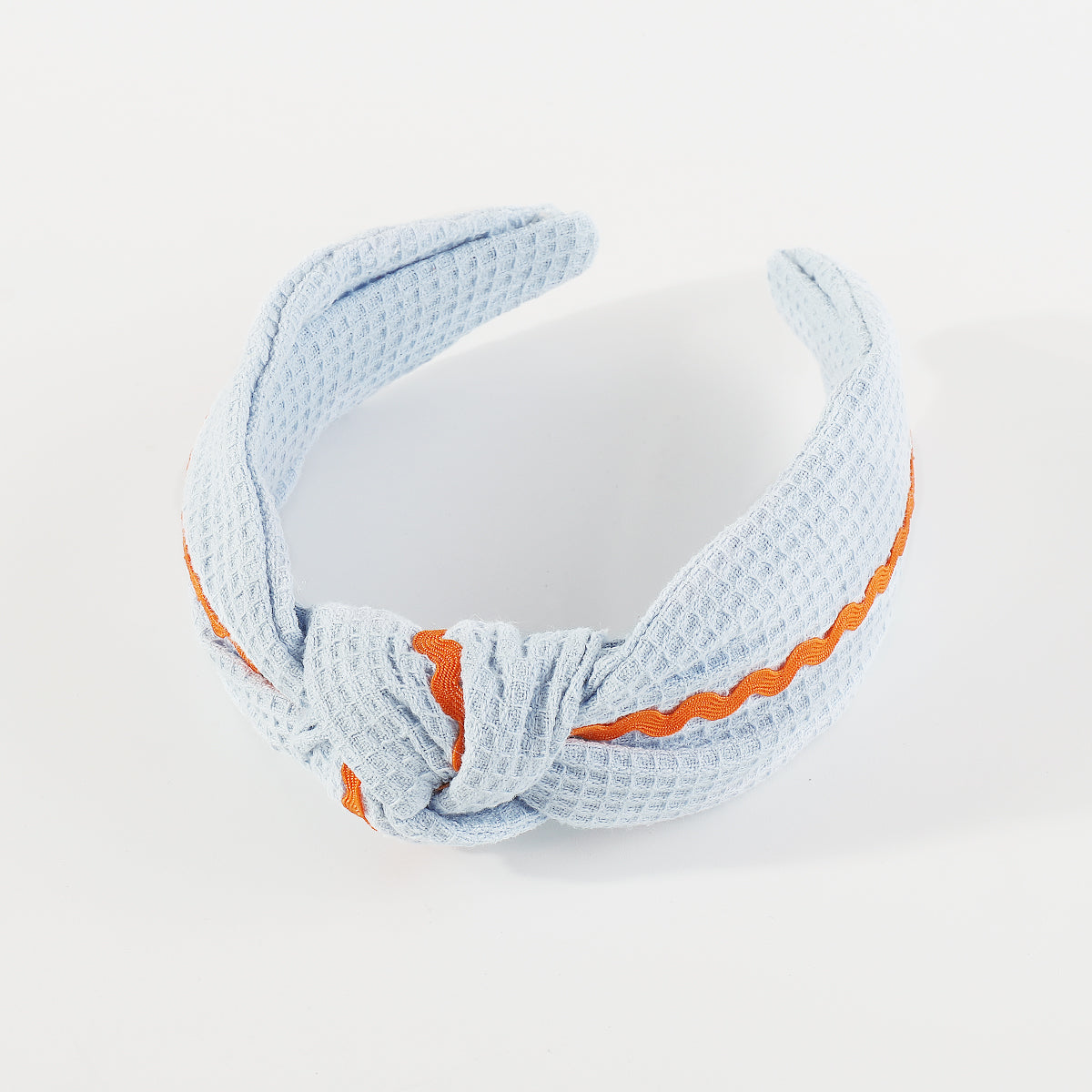 F6475 Solid Color Waffle with Wave Webbing Knot Headband