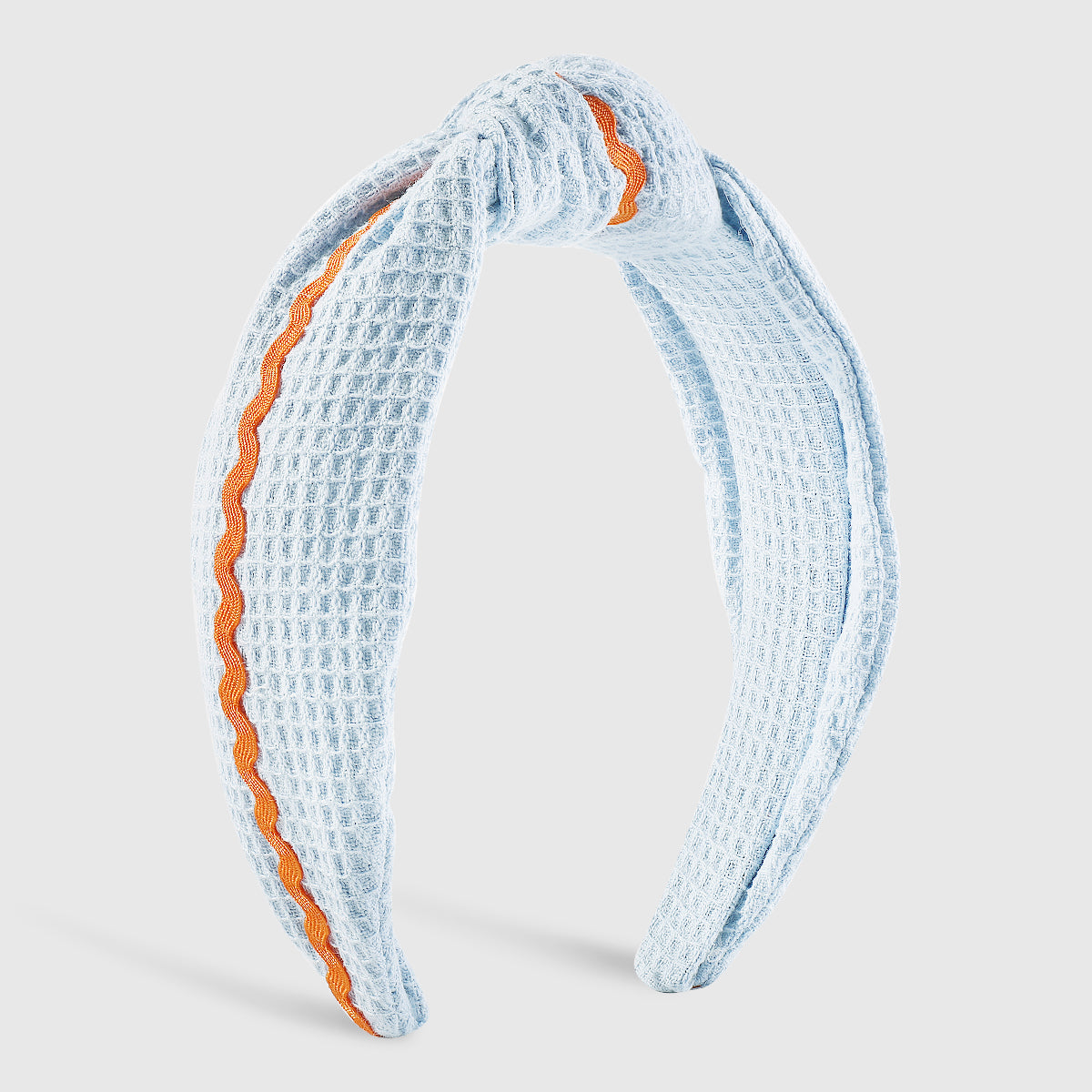 F6475 Solid Color Waffle with Wave Webbing Knot Headband