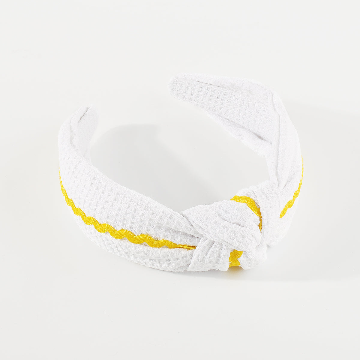 F6475 Solid Color Waffle with Wave Webbing Knot Headband