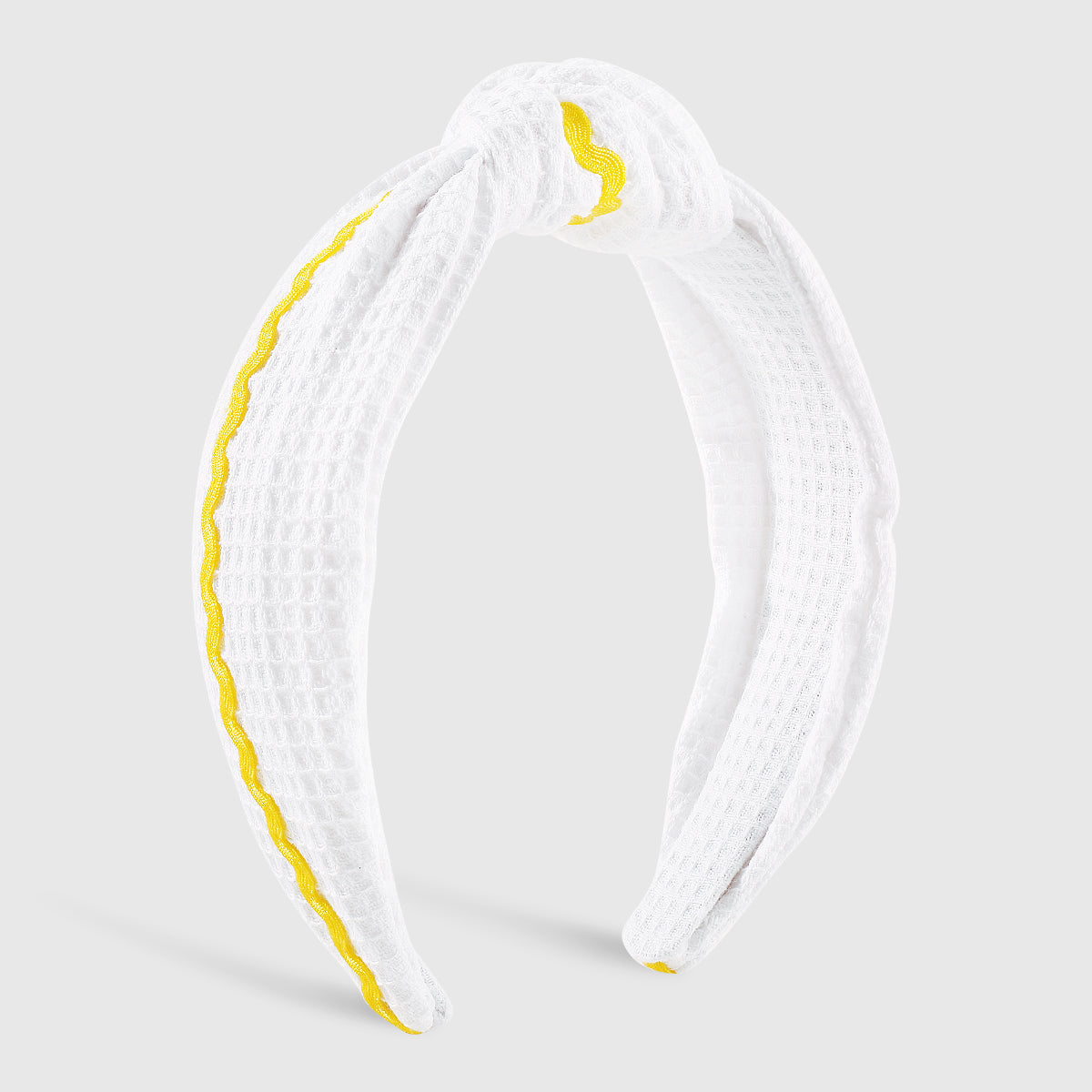 F6475 Solid Color Waffle with Wave Webbing Knot Headband