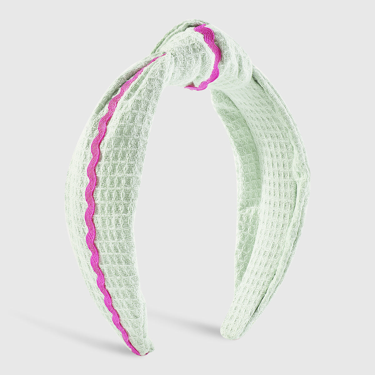 F6475 Solid Color Waffle with Wave Webbing Knot Headband