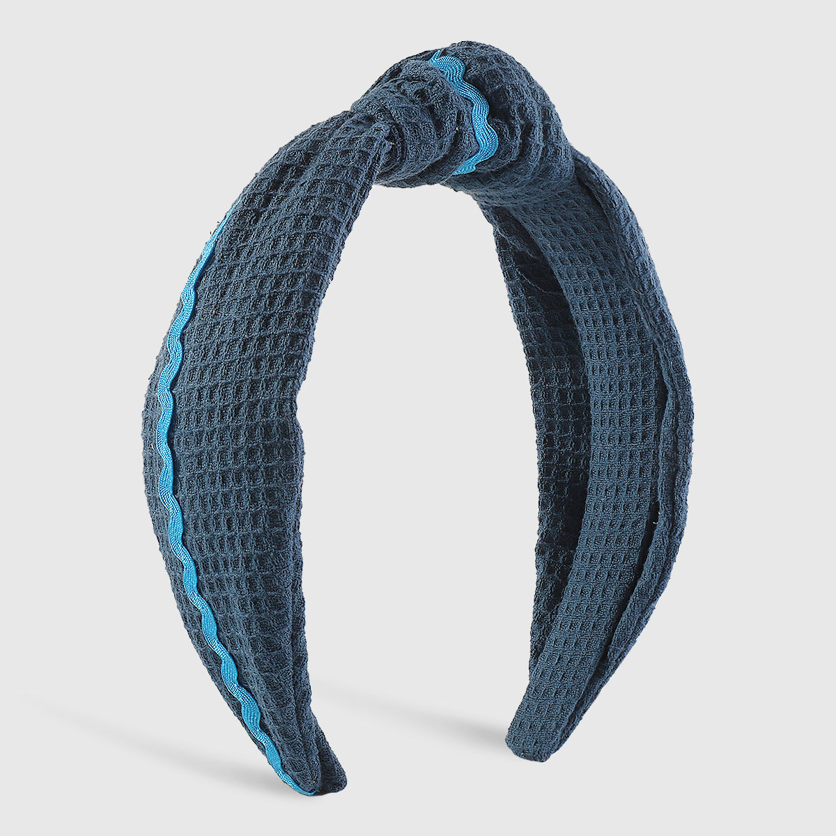 F6475 Solid Color Waffle with Wave Webbing Knot Headband