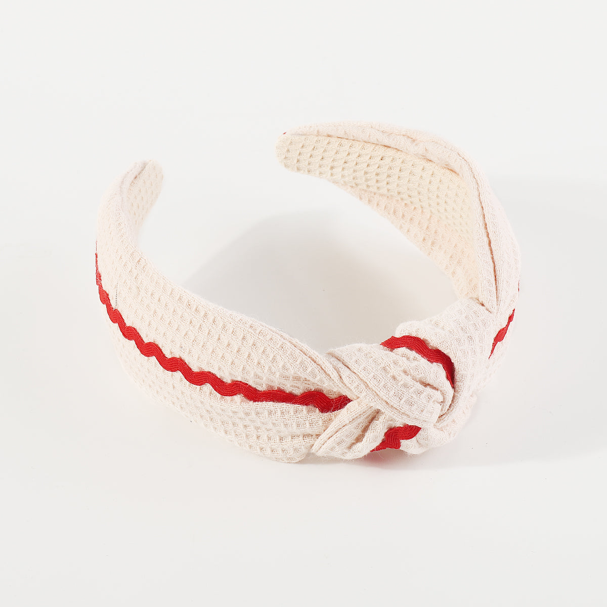 F6475 Solid Color Waffle with Wave Webbing Knot Headband