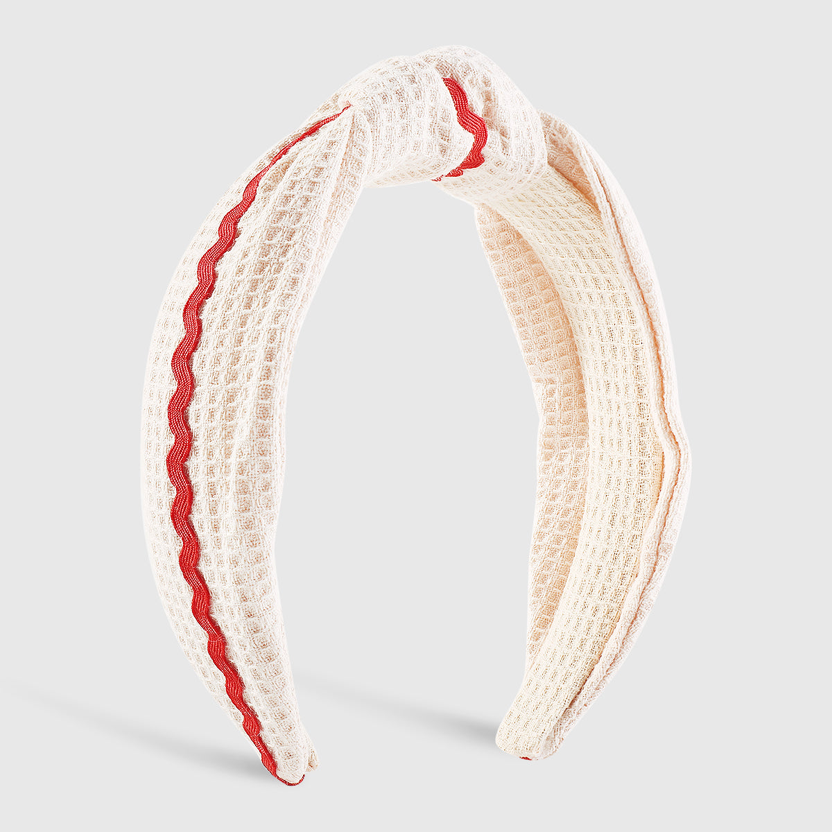 F6475 Solid Color Waffle with Wave Webbing Knot Headband