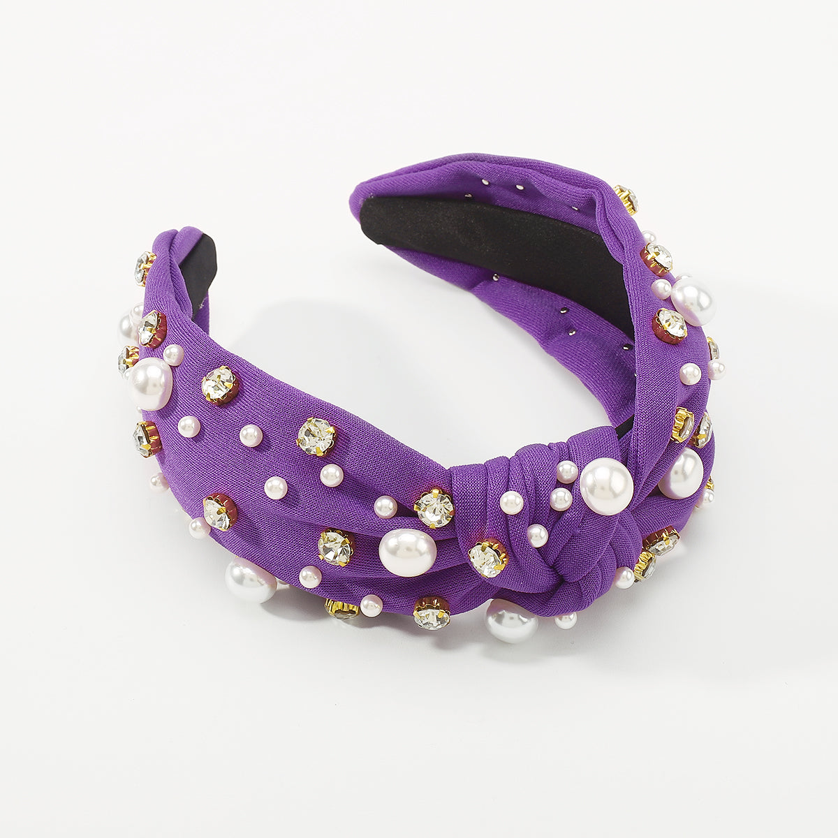 F4840 Luxury Rhinestone Pearl TopKnot Baroque Headband