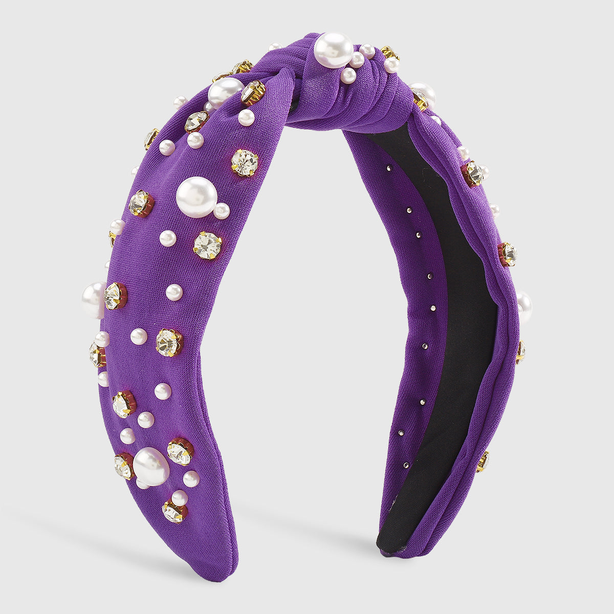 F4840 Luxury Rhinestone Pearl TopKnot Baroque Headband