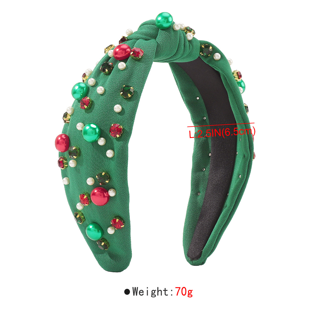 F6503 Christmas Rhinestone Pearl Top Knot Headband