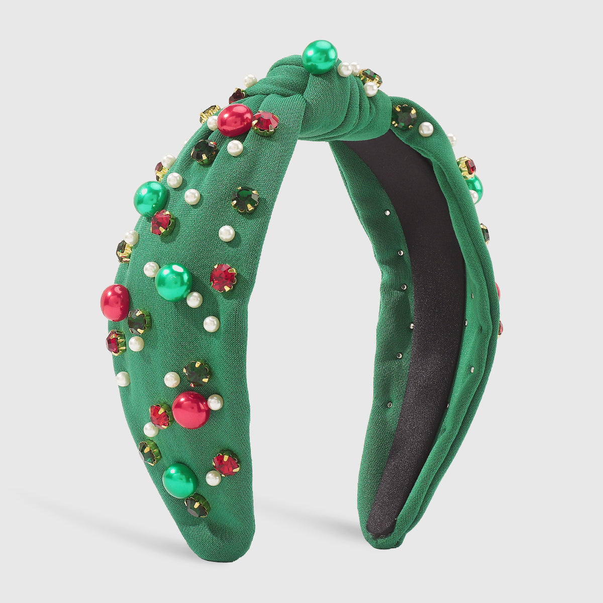 F6503 Christmas Rhinestone Pearl Top Knot Headband