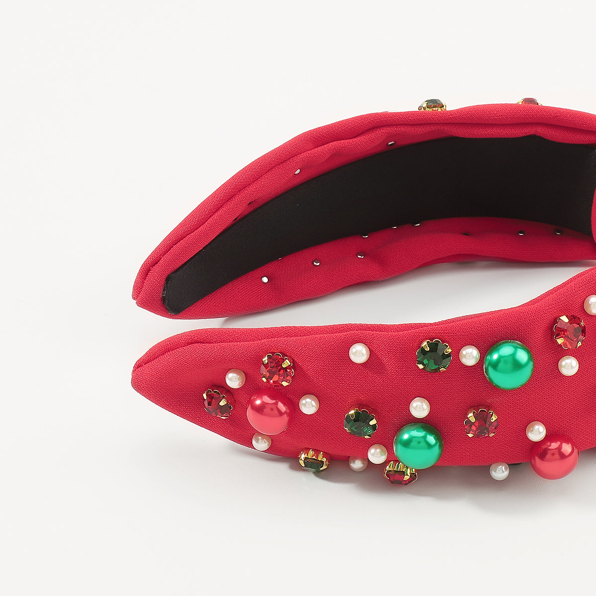 F6503 Christmas Rhinestone Pearl Top Knot Headband