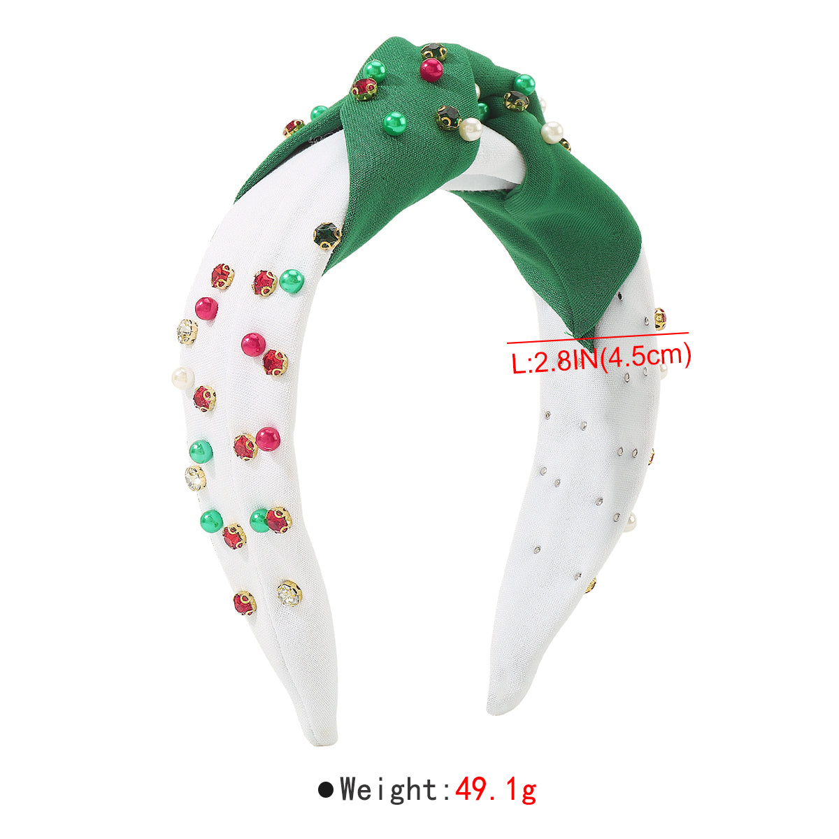 F6503 Christmas Rhinestone Pearl Top Knot Headband