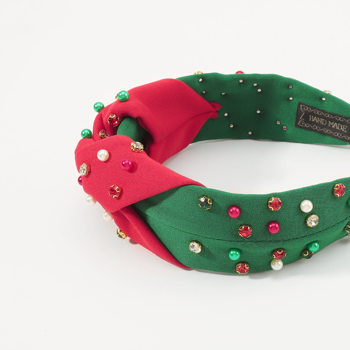 F6503 Christmas Rhinestone Pearl Top Knot Headband