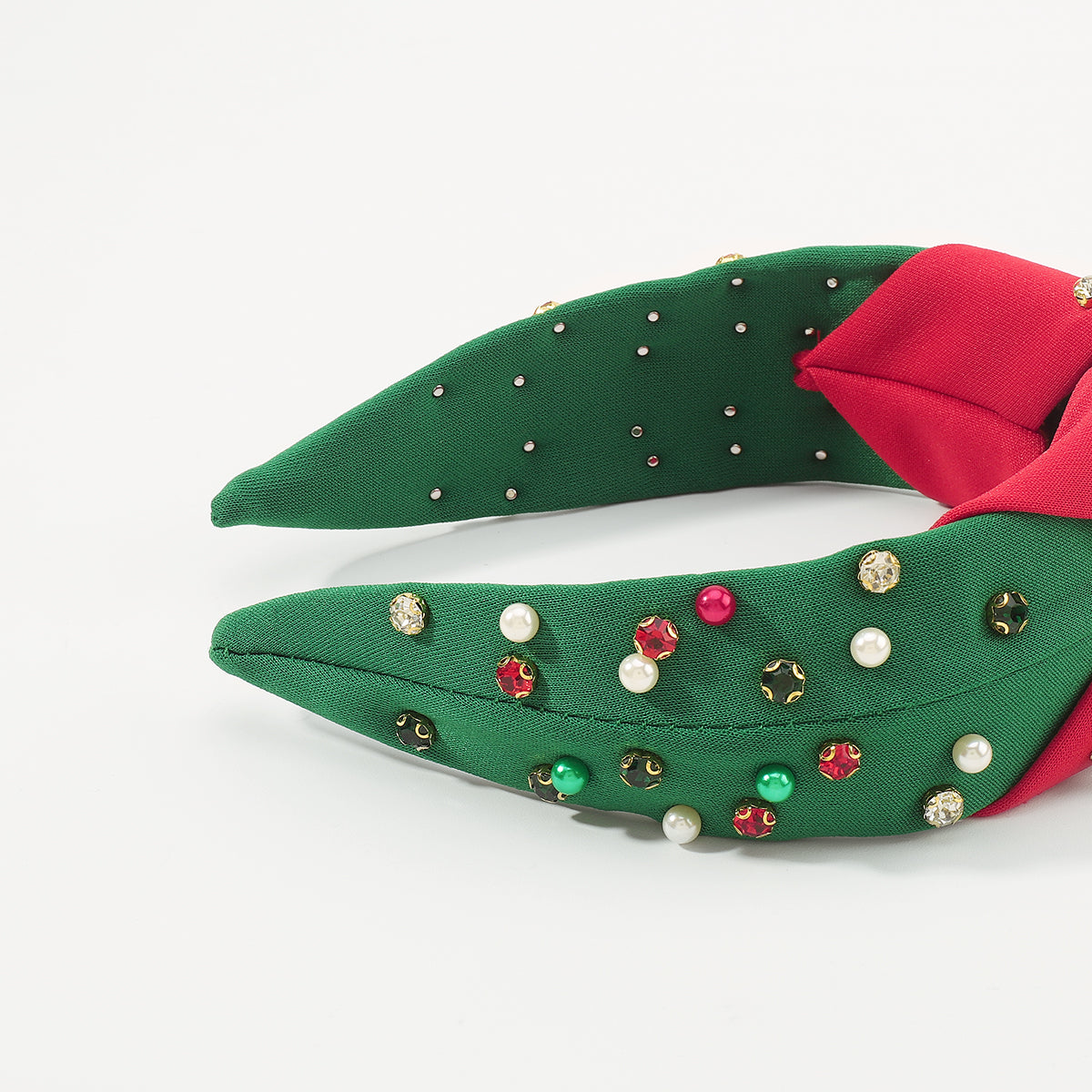 F6503 Christmas Rhinestone Pearl Top Knot Headband