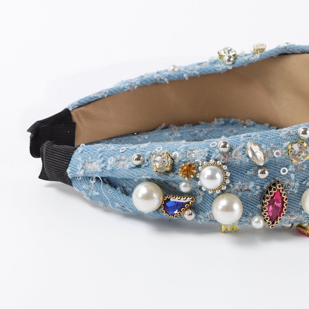 F6524 Luxury Crystal Pearl TopKnot Headband