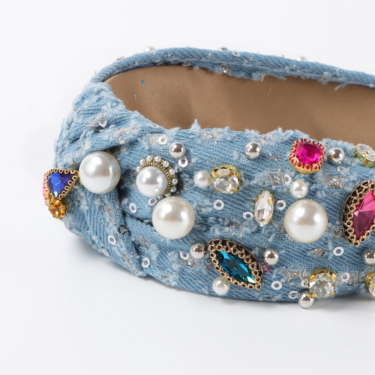 F6524 Luxury Crystal Pearl TopKnot Headband