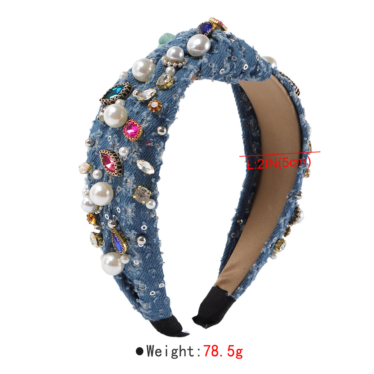 F6524 Luxury Crystal Pearl TopKnot Headband