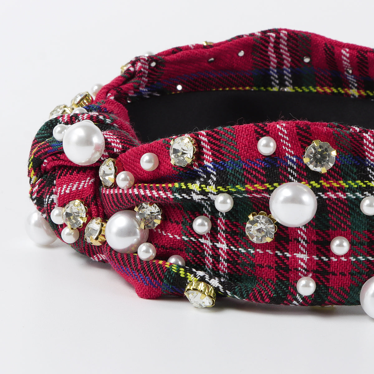 F6544 Vintage Rhinestone Pearl Top Knot Headband