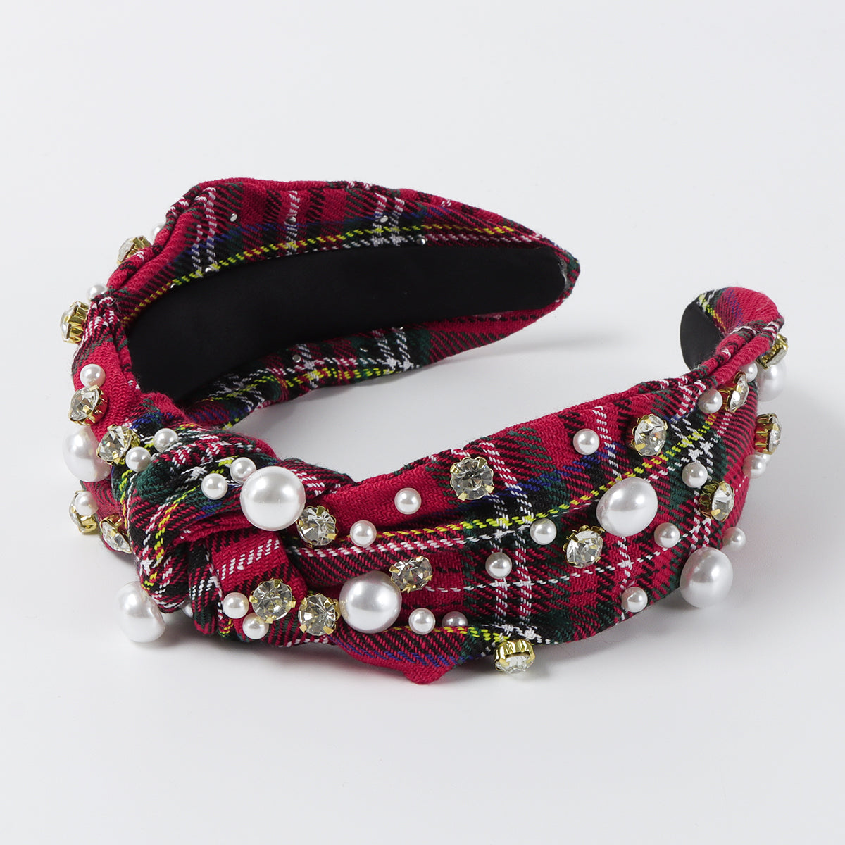 F6544 Vintage Rhinestone Pearl Top Knot Headband