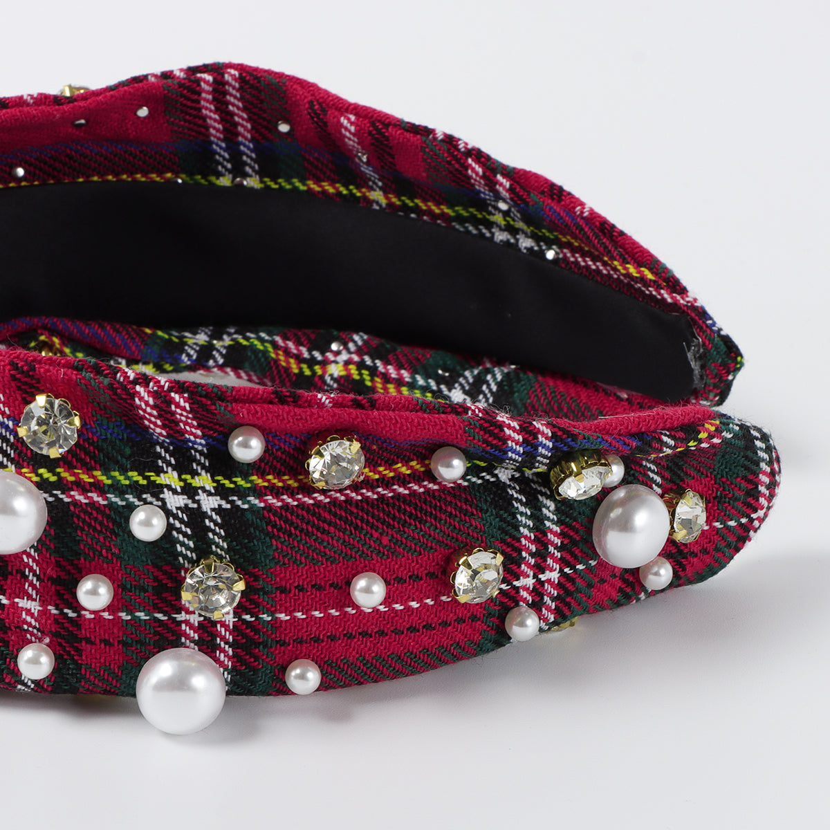 F6544 Vintage Rhinestone Pearl Top Knot Headband