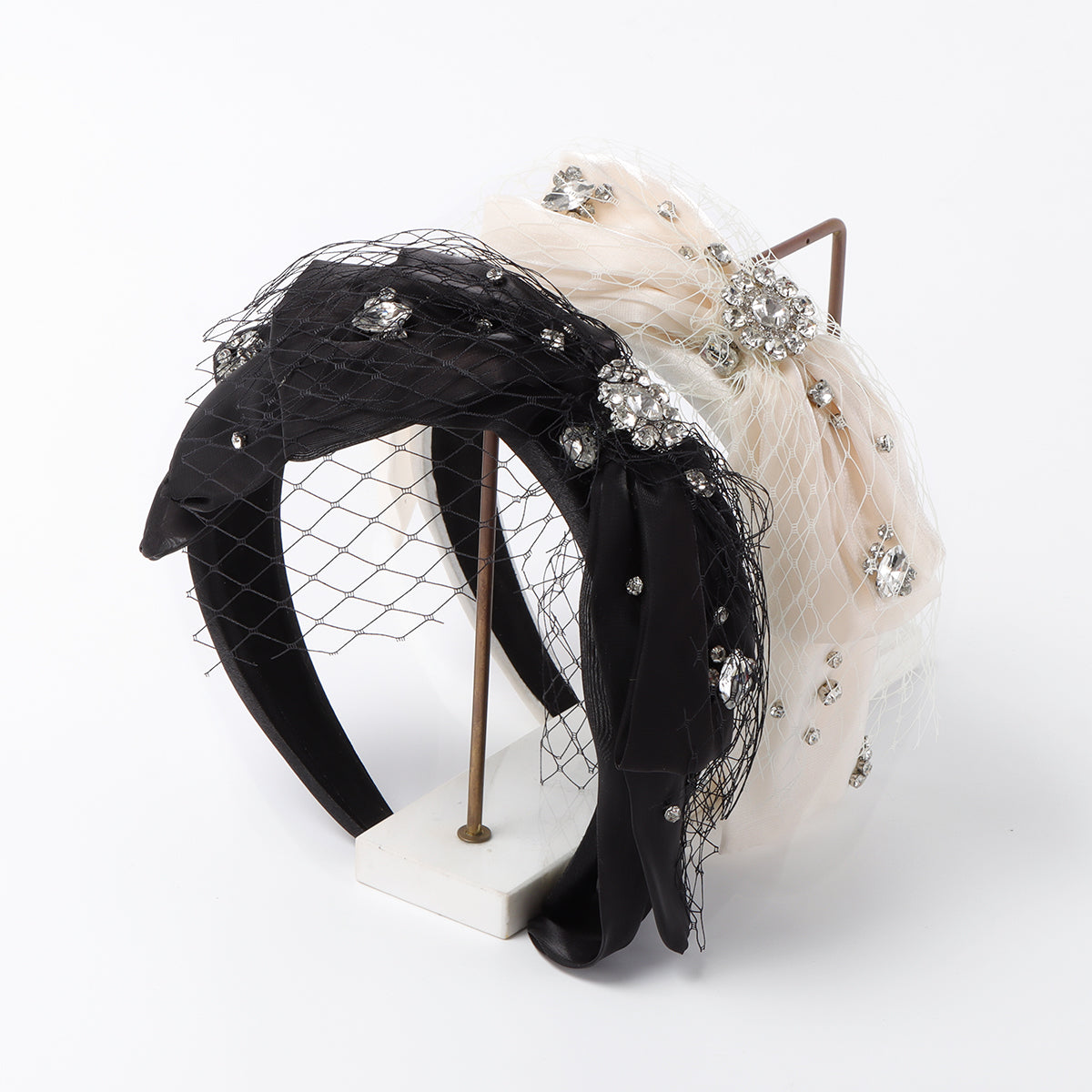 F6547 Rhinestone Mesh Bow Headband