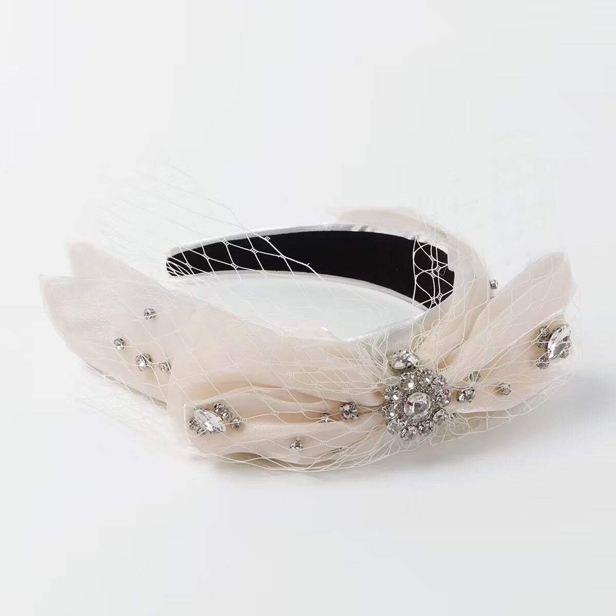 F6547 Rhinestone Mesh Bow Headband