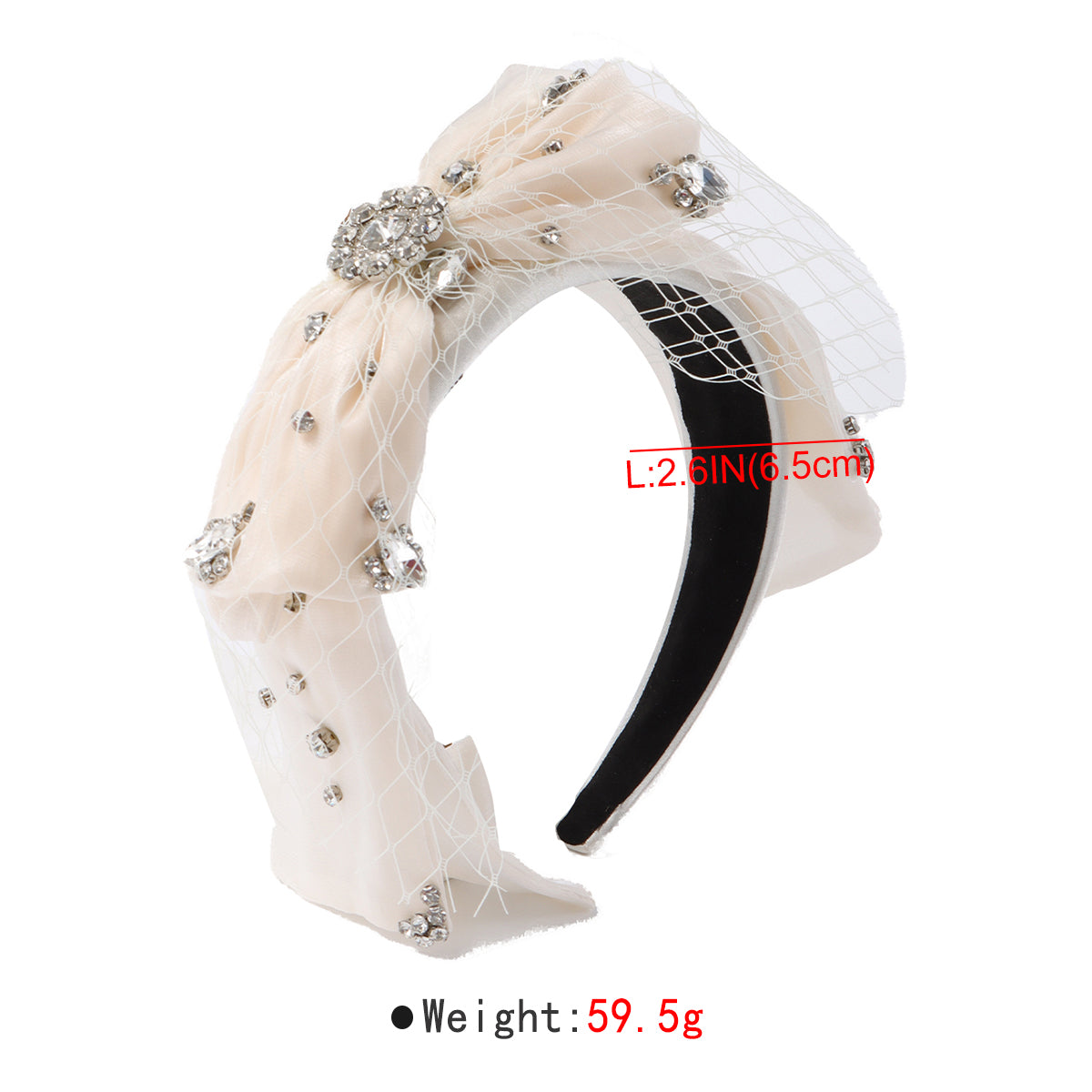 F6547 Rhinestone Mesh Bow Headband