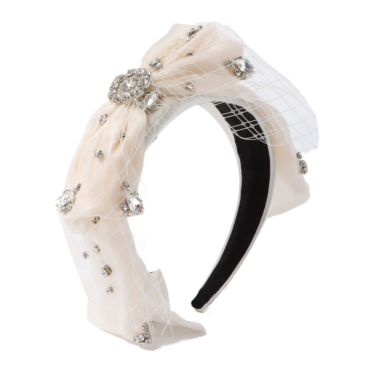 F6547 Rhinestone Mesh Bow Headband