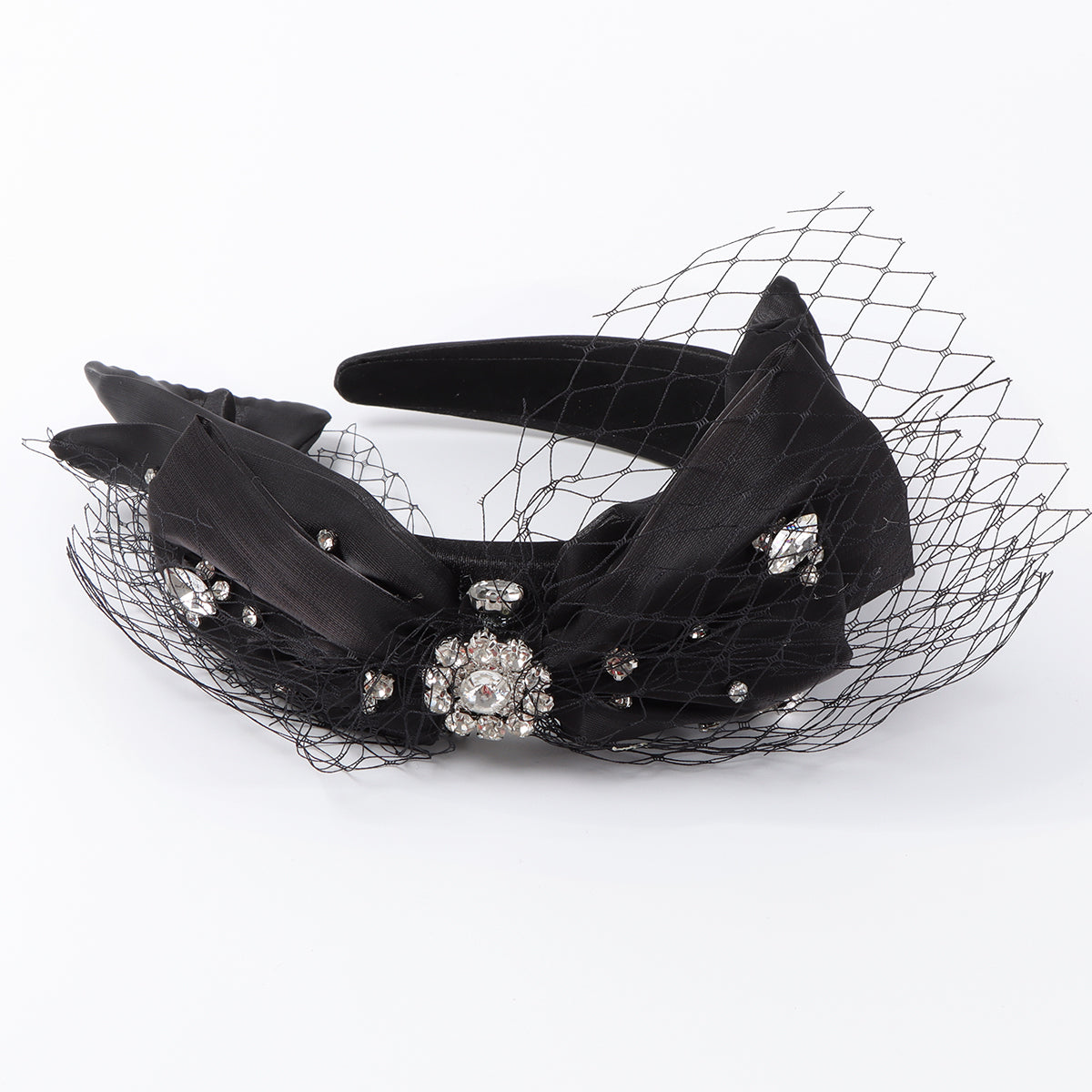 F6547 Rhinestone Mesh Bow Headband