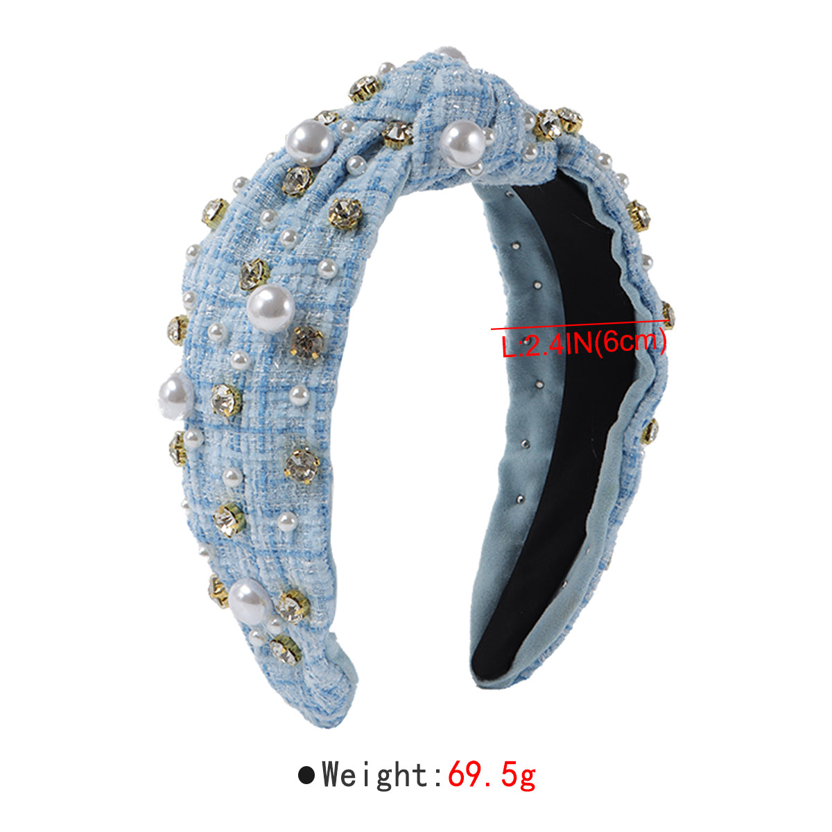 F6550 Rhinestone Pearl Top Knotted Headband