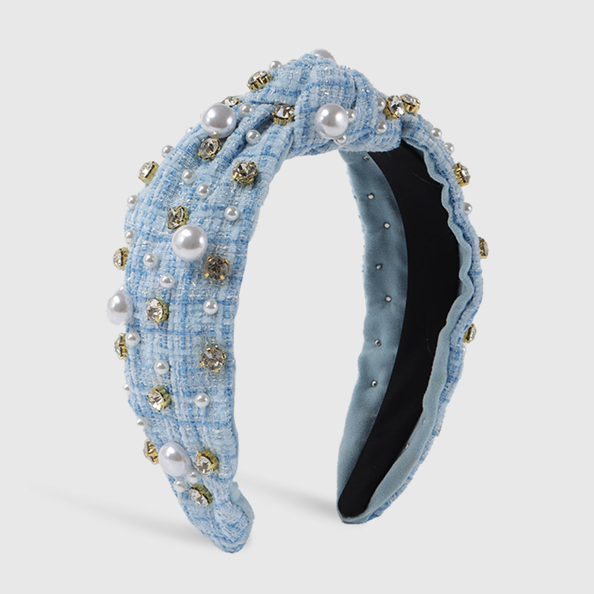 F6550 Rhinestone Pearl Top Knotted Headband