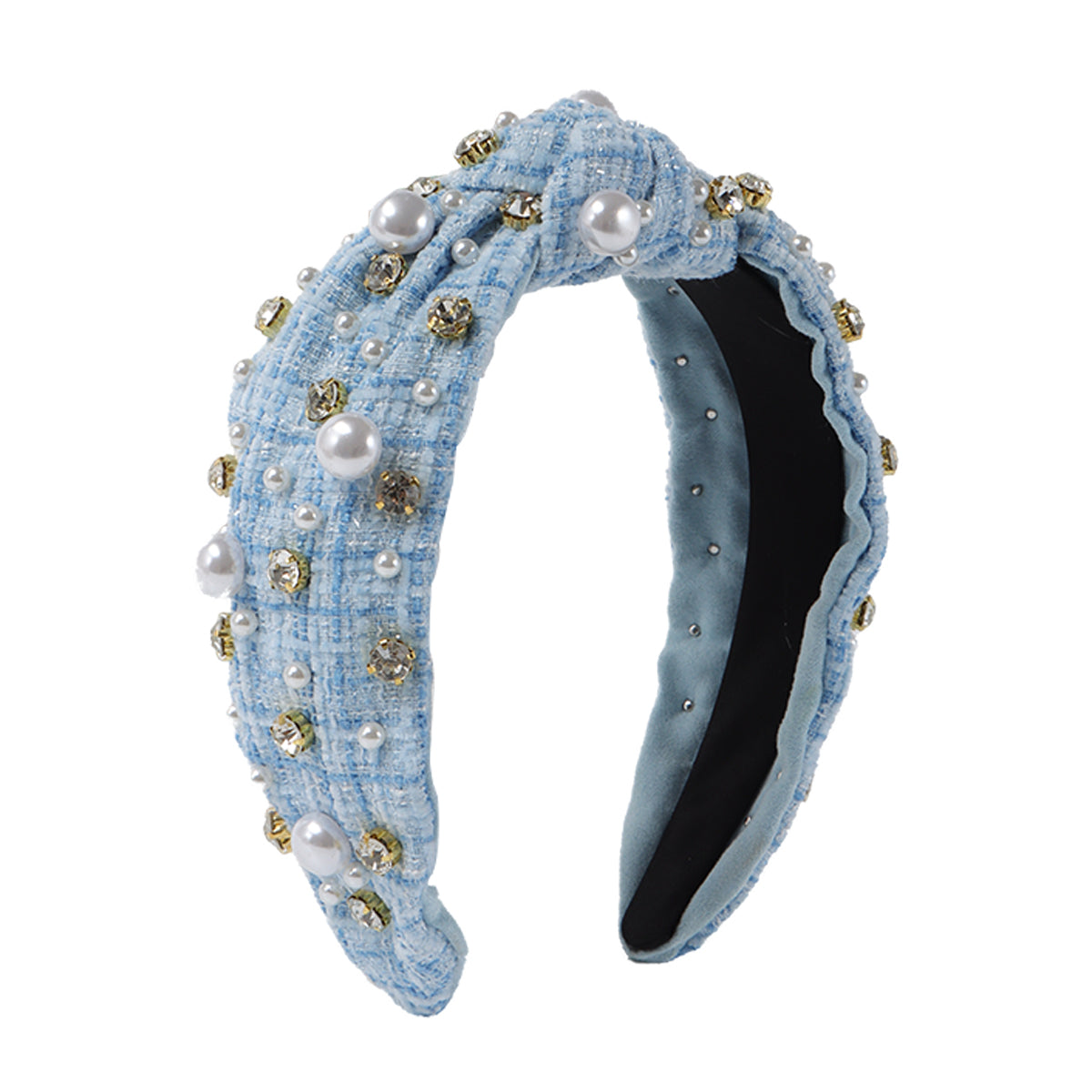 F6550 Rhinestone Pearl Top Knotted Headband