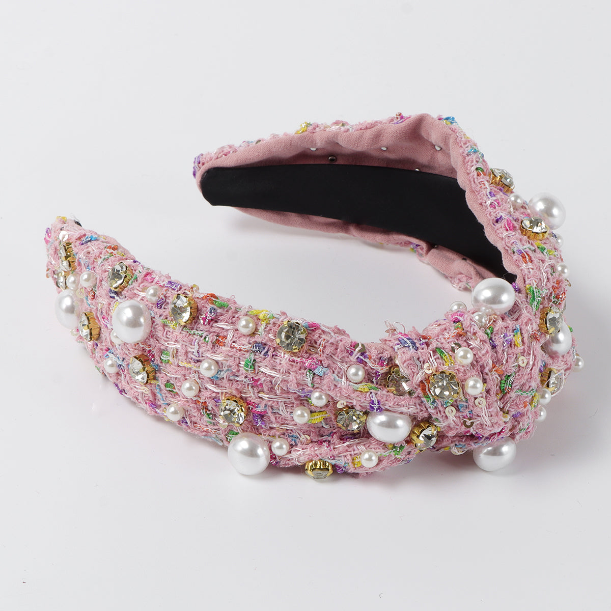 F6550 Rhinestone Pearl Top Knotted Headband