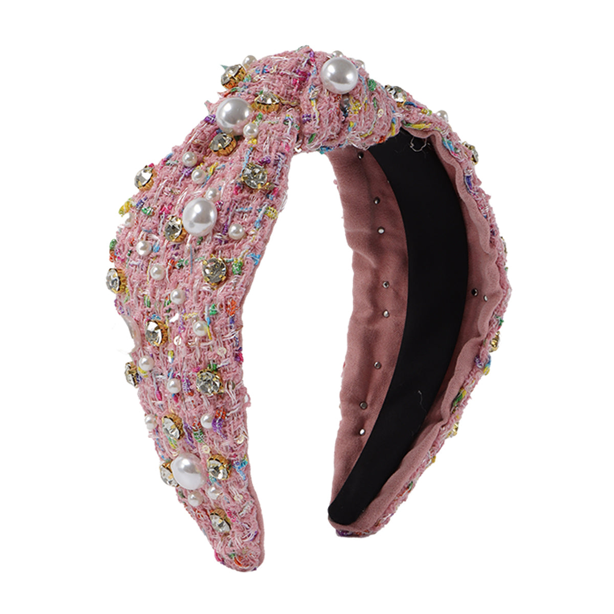 F6550 Rhinestone Pearl Top Knotted Headband