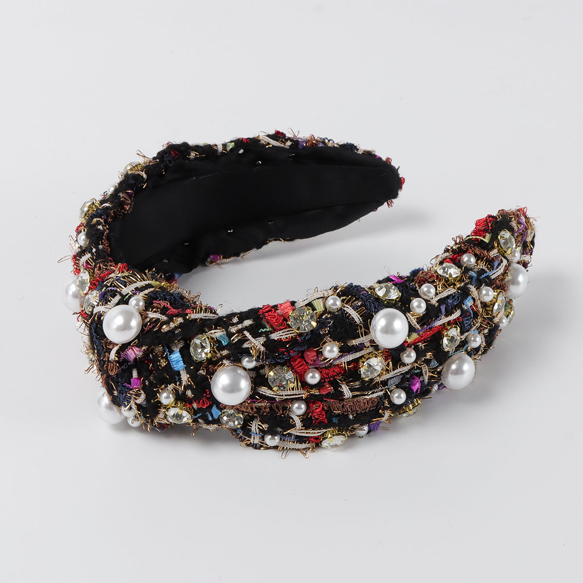 F6550 Rhinestone Pearl Top Knotted Headband
