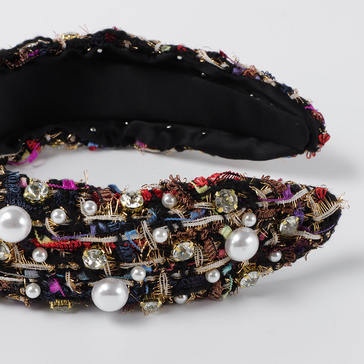 F6550 Rhinestone Pearl Top Knotted Headband