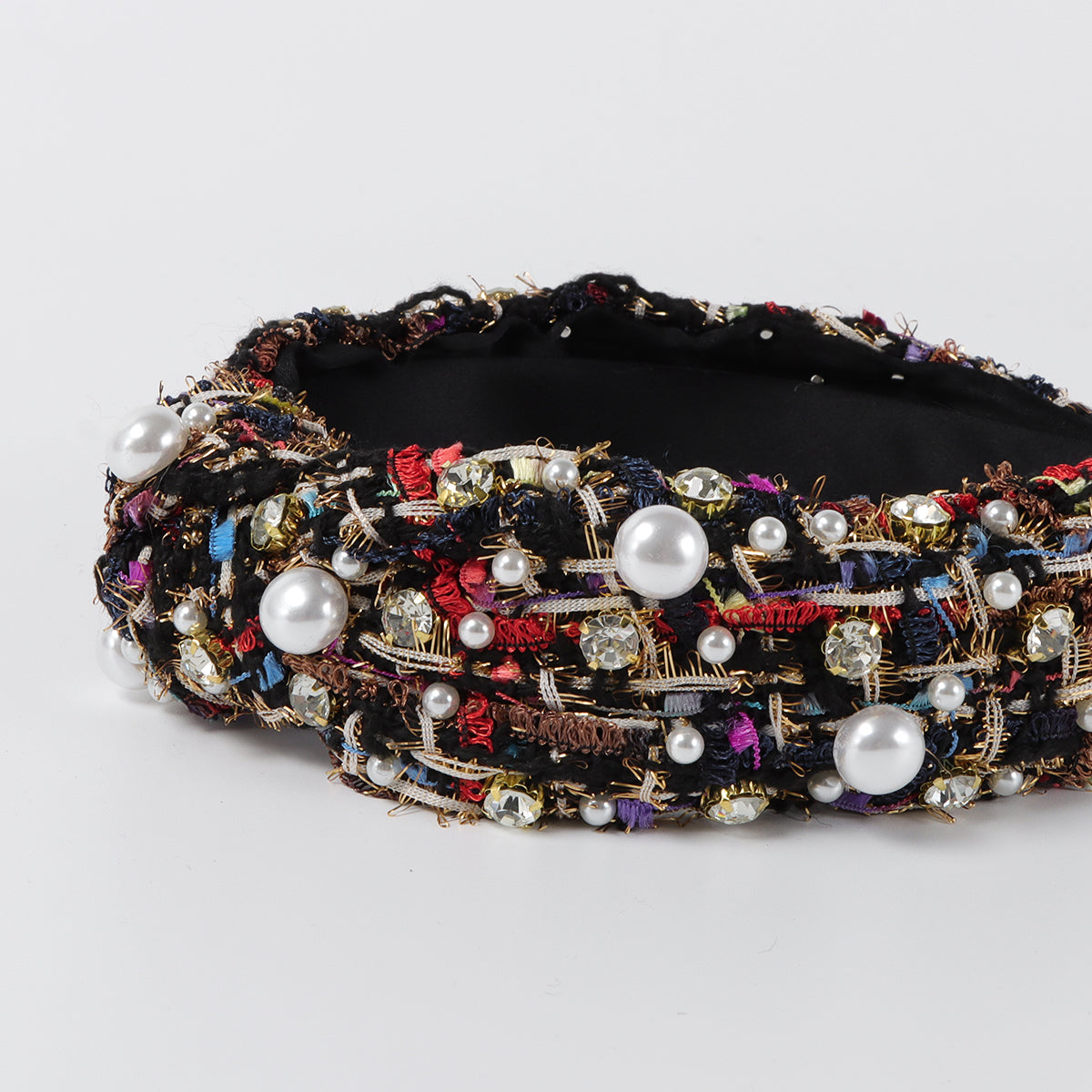 F6550 Rhinestone Pearl Top Knotted Headband