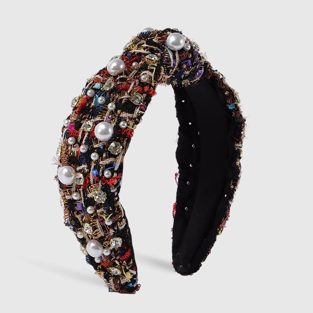 F6550 Rhinestone Pearl Top Knotted Headband