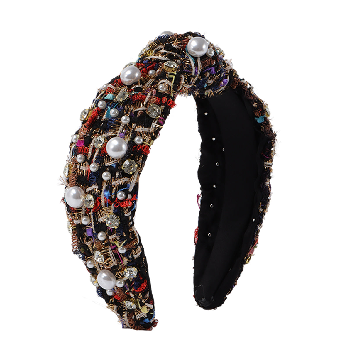F6550 Rhinestone Pearl Top Knotted Headband