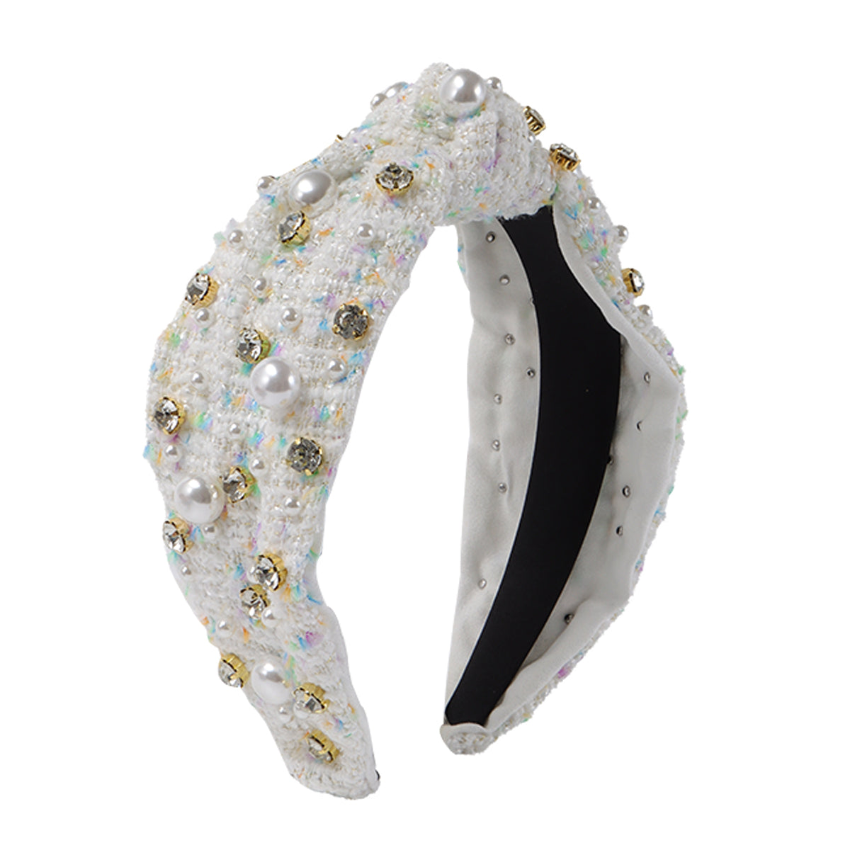 F6550 Rhinestone Pearl Top Knotted Headband