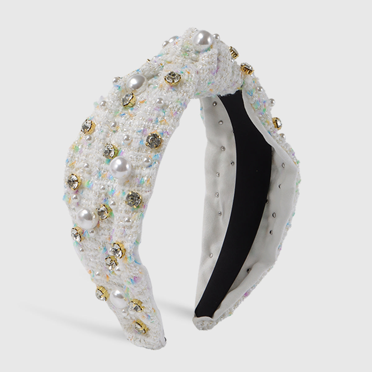 F6550 Rhinestone Pearl Top Knotted Headband
