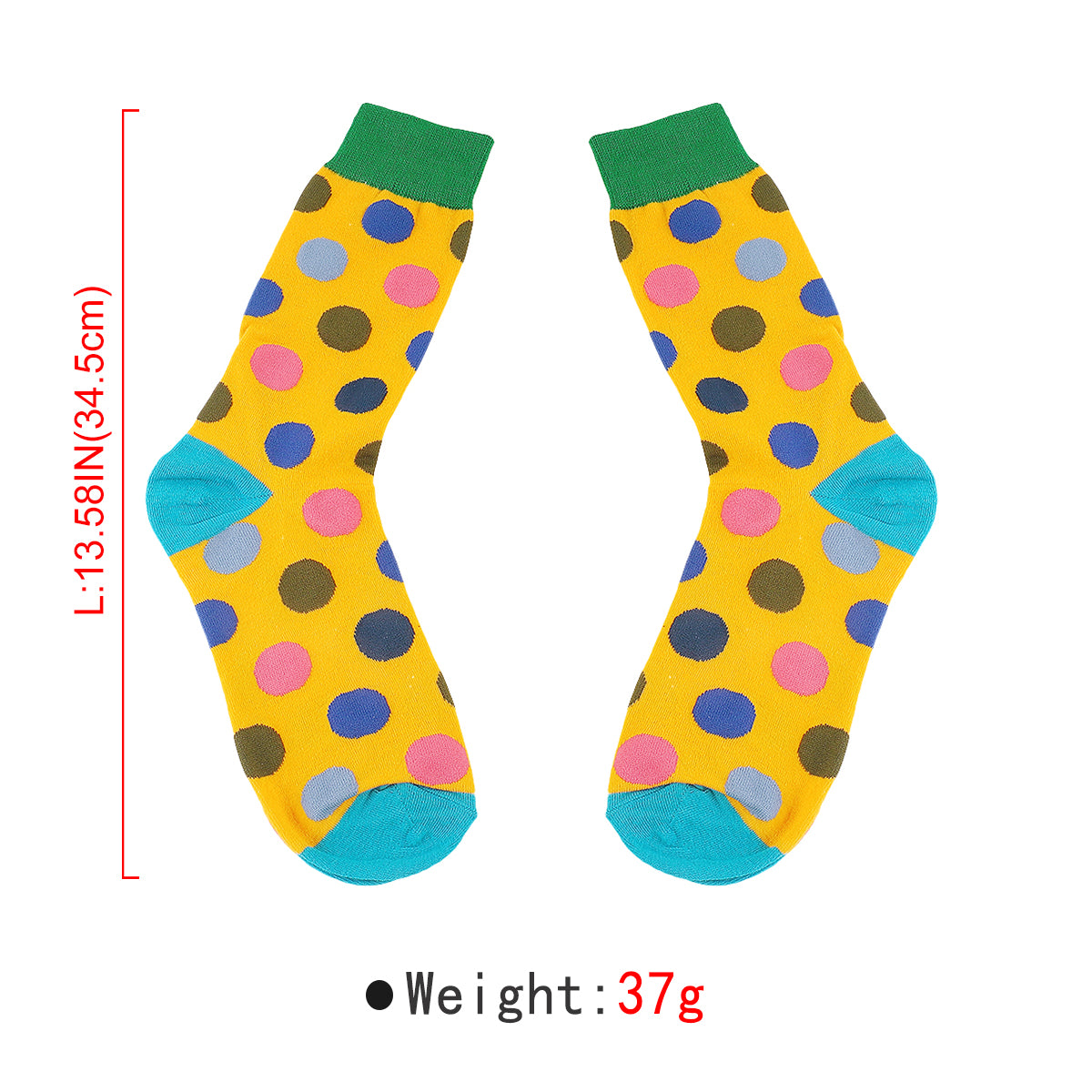G0115 Multi Color Spotted Crew Socks
